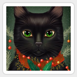 Christmas black cat gift Sticker